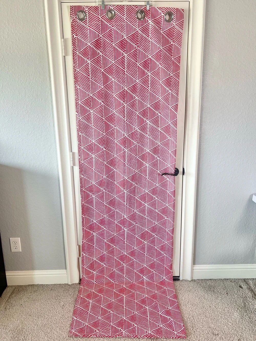 IKEA PRARIEOXALIS Red and White Geometric Grommet Top Curtain Panel Set of Two